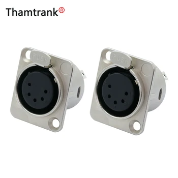 

Pearl Silver Plating Metal 5 PIN XLR Female Chassis Connector Push-type XLR Panel Mount Wire Connector Audio Speaker Jack Socket