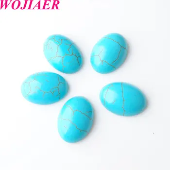 

30pc Natural Gem Stone Turquoises Cabochon Oval Clear CAB Beads No Drilling Hole for Jewelry Making DIY Pendant Ring PBU817