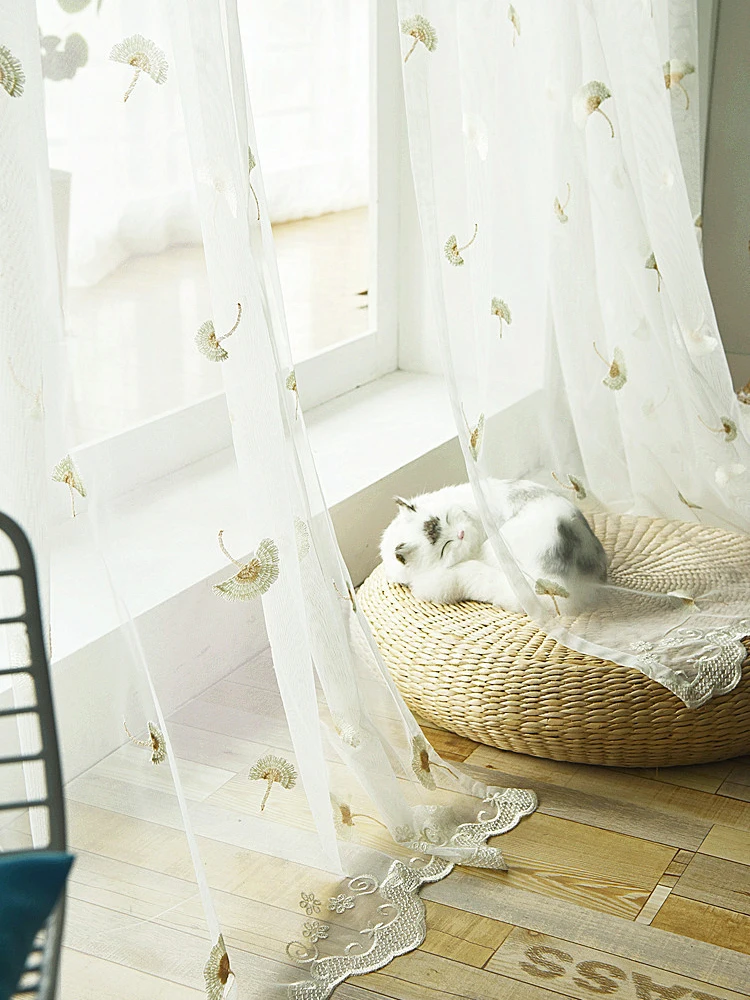 Пасторальный белый Одуванчик Кружевной Тюль с вышивкой занавес s для гостиной спальни розовый прозрачный оконный экран занавеска для кухни
