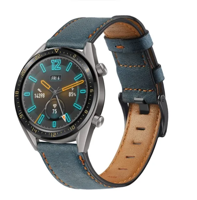 Классический кожаный ремешок 22 мм для samsung Galaxy Watch 46 мм gear S3 ремешок для huawei GT2 для Huami Amazfit Pace - Цвет ремешка: blue
