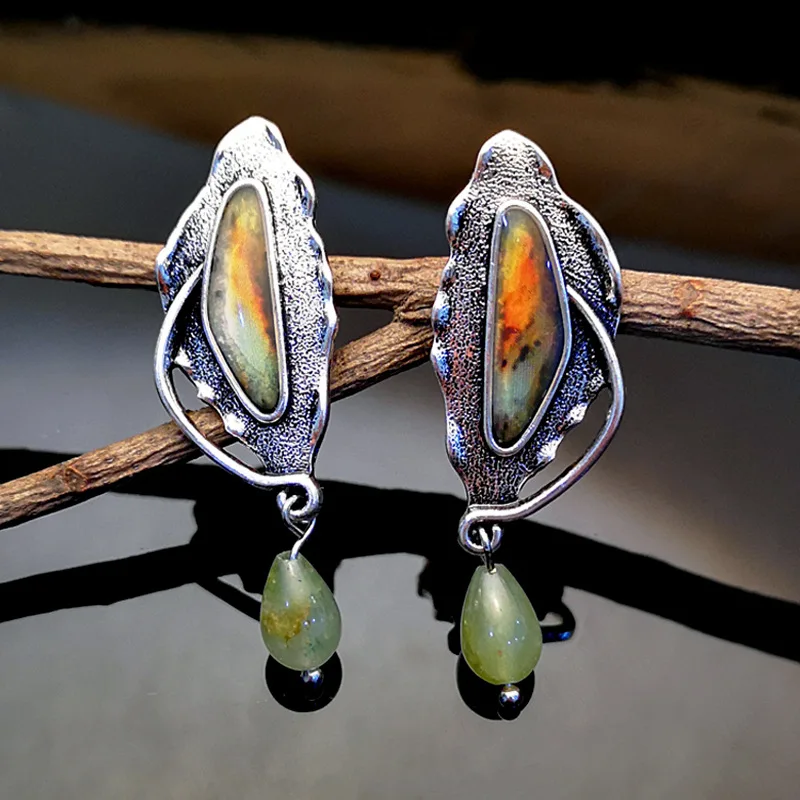 Boho Abalone серьга ракушка для женщин винтажный серебристый лист Геометрическая богемная подвеска в виде капли воды серьги Z5D320
