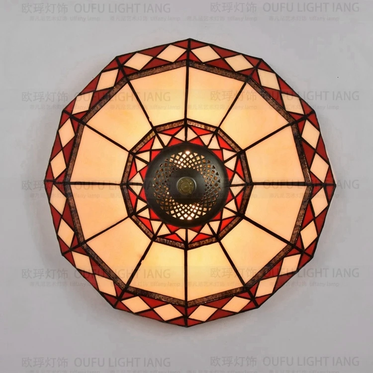 European Tiffany red ceiling lamp Chinese retro bedroom balcony bar restaurant decorative