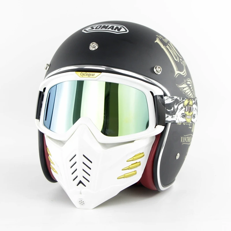 Мотоциклетный шлем Чоппер Ретро КАСКО с маской очки винтажные с открытым лицом Старый Школьный шлем Moto cacacapete DOT SM512
