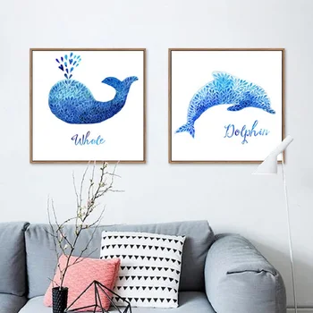 

Blue Dolphins And Whales Square Diamond Painting Kids Bedroom Full Round Diamonds Living Room Cartoon Diamond Painting Unframed