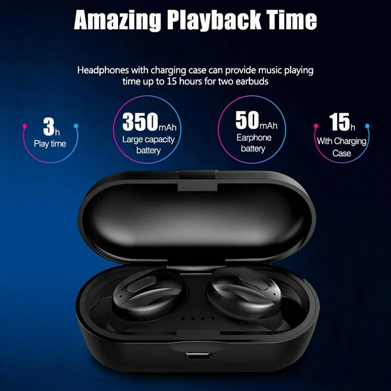 TWS Wireless Earphones Bluetooth 5 0 Bass Headset with HD Mic and Charging Case Earbud for Phone PC Xiaomi Huawei IPhone Samsung