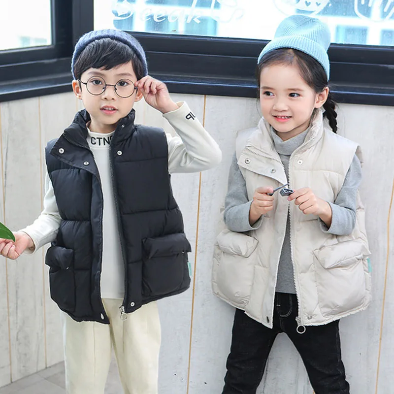 Sleeveless Jacket children vest Solid Winter Warm For Children Thicken Down Vest For Boys Girls Kids Waistcoat Teenagers Child Clothes