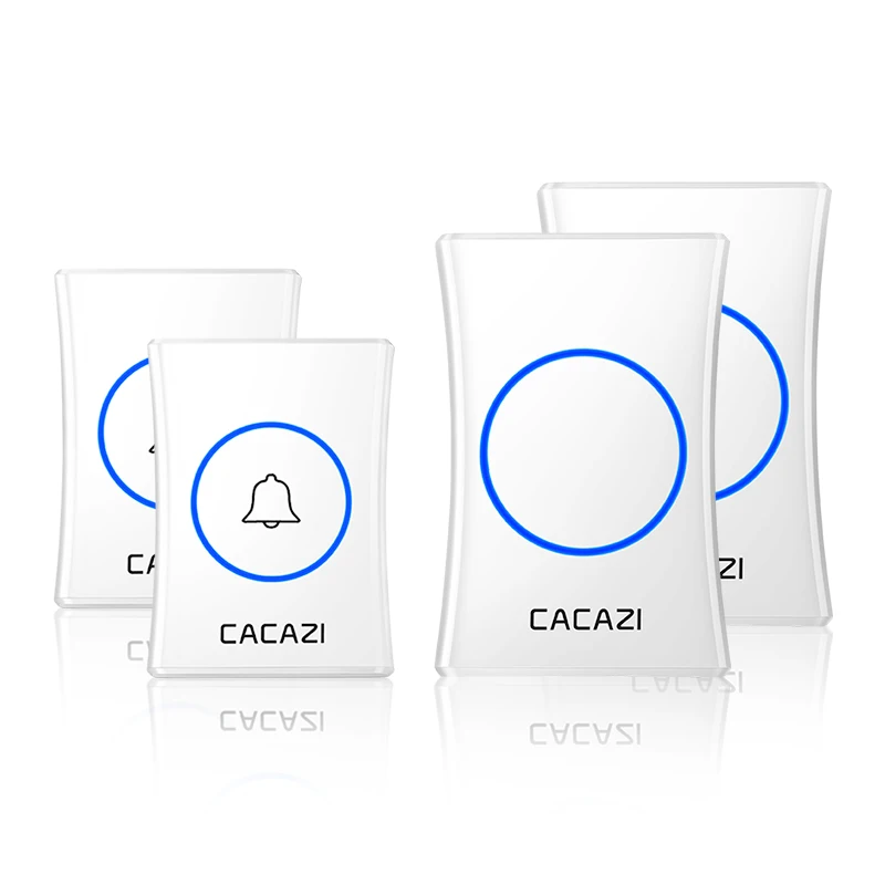 2 button 2 receiver Умный домашний беспроводной дверной звонок, водонепроницаемый, 300 м, пульт дистанционного управления, США, ЕС, Великобритания, Австралия, разъем, батарея, звонок, 1, 2 кнопки, 1, 2, 3 приемника, CACAZI - Цвет: 2 button 2 receiver