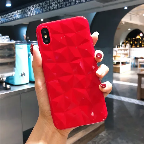 3D Алмазная текстура Желтый чехол для IPhone 8 7 6 6s Plus Мягкий чехол для телефона IPhone X 7P 8P XR XS MAX защитный чехол Ультратонкий