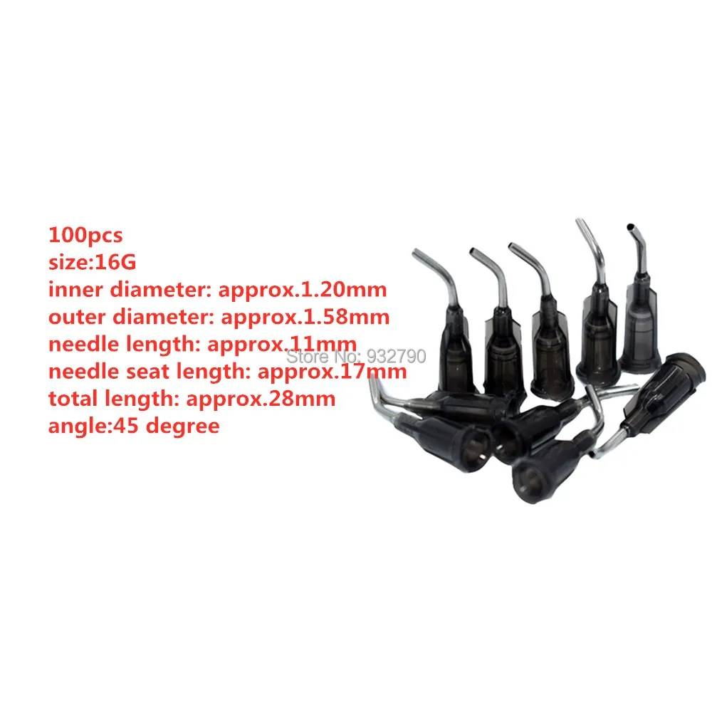 100pcs 16G Dispensing Needles Syringe Needle Tips 45 Degree Adhesives Liquid Glue Epoxy Resin Dispensing Needle Stainless Steel