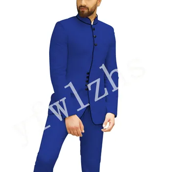 

New Arrival Handsome Groomsmen Mandarin Lapel Groom Tuxedos Men Suits Wedding/Prom Best Man Blazer ( Jacket+Pants) B72