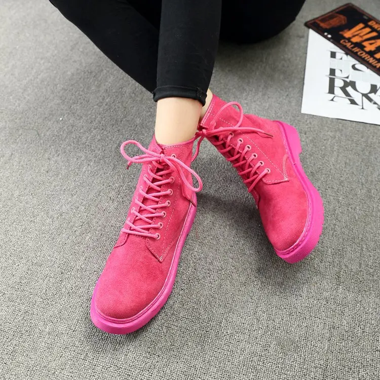 Fashion Women Martins Boots Female Wedge Boots Increasing Platform Retro Female Shoes Punk Style Suede Leather Boots