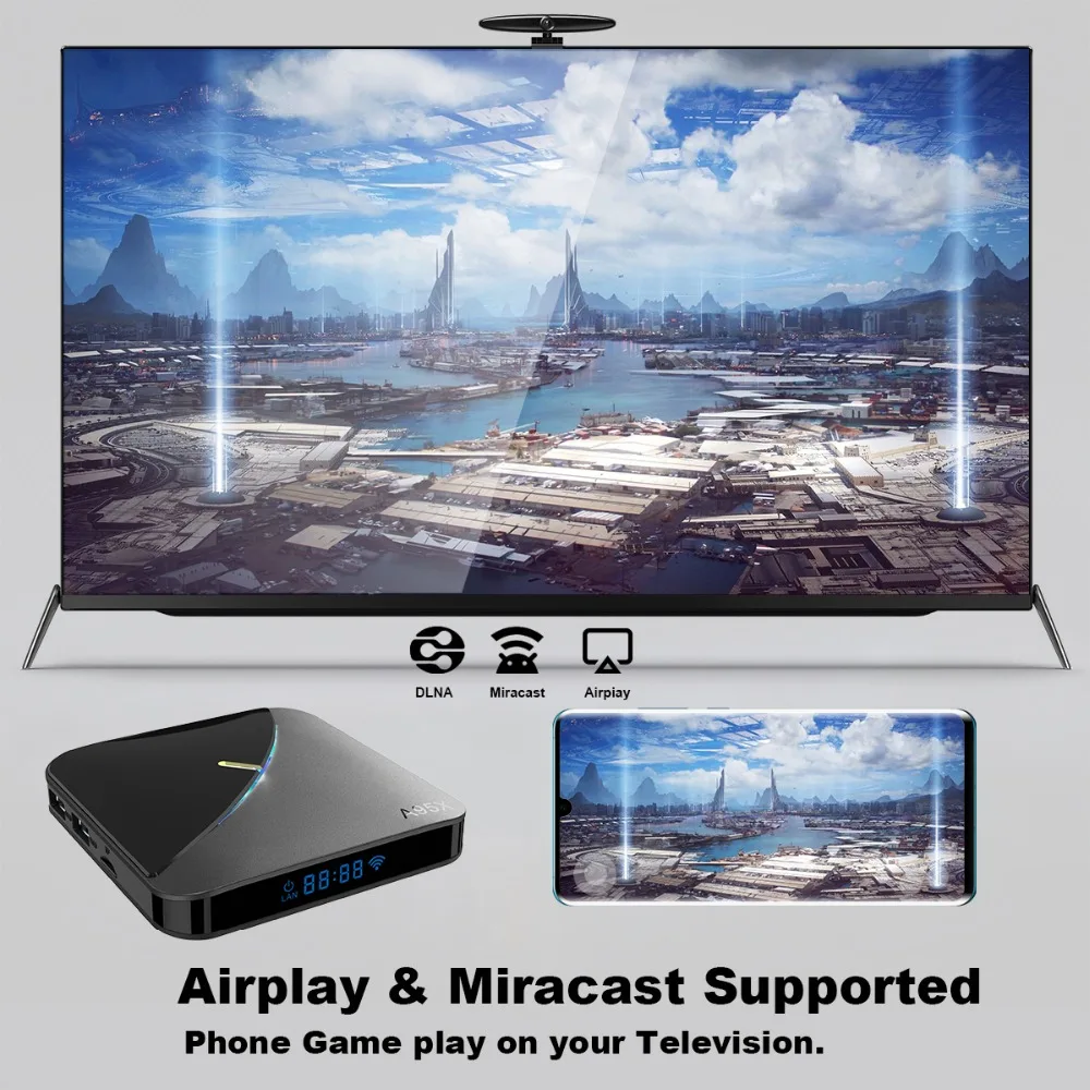A95X F3 RGB светильник Smart tv Box Android 9,0 4 ГБ 32 ГБ 64 Гб 2,4G/5G Wifi Bluetooth 4,2 Google плеер Amlogic S905X3 Android tv Box