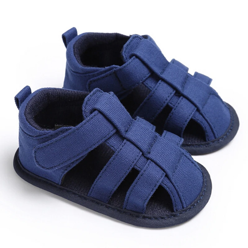 Летние сандалии для новорожденных; милые парусиновые на мягкой подошве для маленьких мальчиков; обувь для малышей