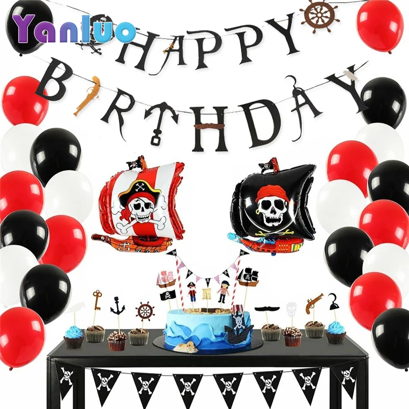 

Pirate Birthday Party Digital Aluminum Foil Balloon Boy Birthday Party Decor Baby Shower Supplies Children Toy Helium Balloons