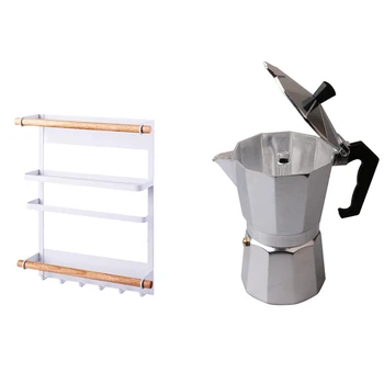 

1 Pcs Refrigerator Side Wall Rack Kitchen Rack Shelf netic Suction & 1 Pcs Moka Espresso Coffee Percolator Pot Tool