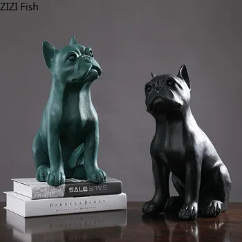 

Nordic Home Decor Geometric French Bulldog Ornament Cute Animal Resin Figurines Desk Decoration Minimalist Origami Office Crafts