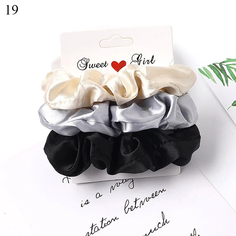 4pcs Pure Silk Skinnies Small Scrunchie Set Hair Bow Ties Ropes Bands Skinny Scrunchy Elastics Ponytail Holders for Women Girls black hair clips Hair Accessories