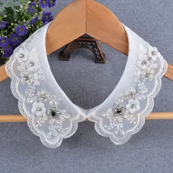 

2020 New Women Fashion Imitation Pearl Fake Collar Detachable Dual Mesh Lapel Necklace