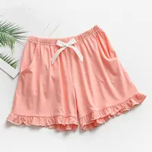 Новая модная женская одежда для сна, шорты, Повседневная одноцветная Удобная Пижама с рюшами, штаны, домашняя одежда, панталоны Пижама, лидер продаж Y