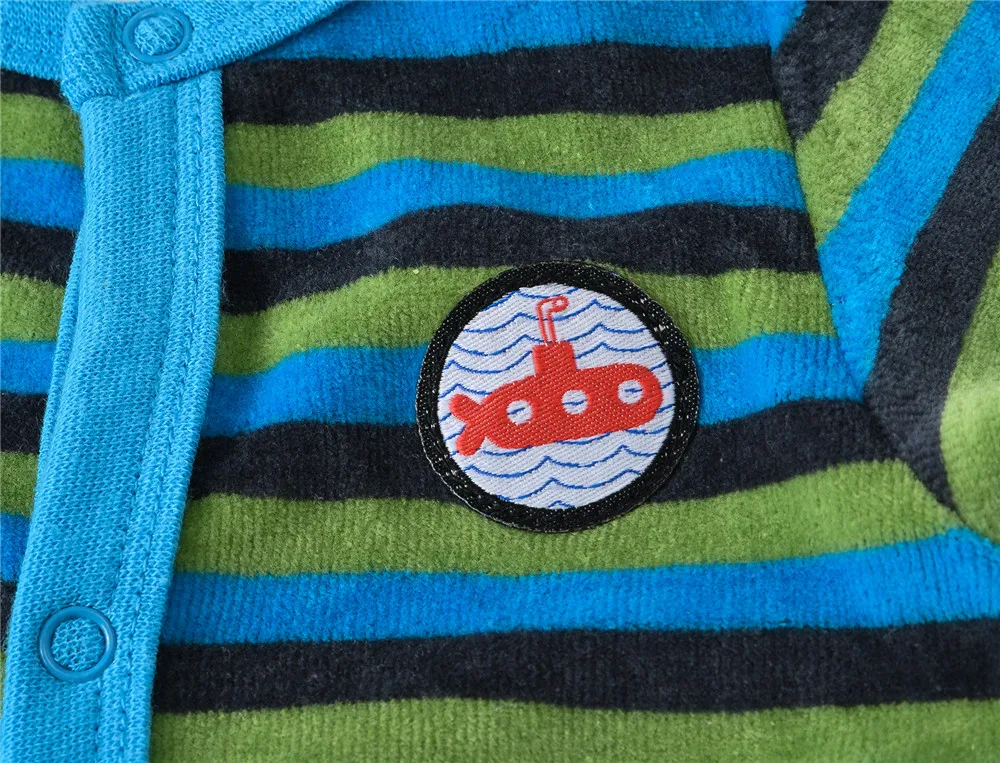 Kavkas Baby Boy Romper Green Striped Long Sleeve Newborn Warm Clothes 0-12 months Infant Jumpsuit