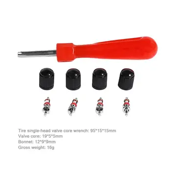 

1Set Tire Valve Service Kit 4 Valve Cores+4 Valve Caps+1 Valve Stem Screwdriver Tire Repair Tools for Car Bike Bus Truck