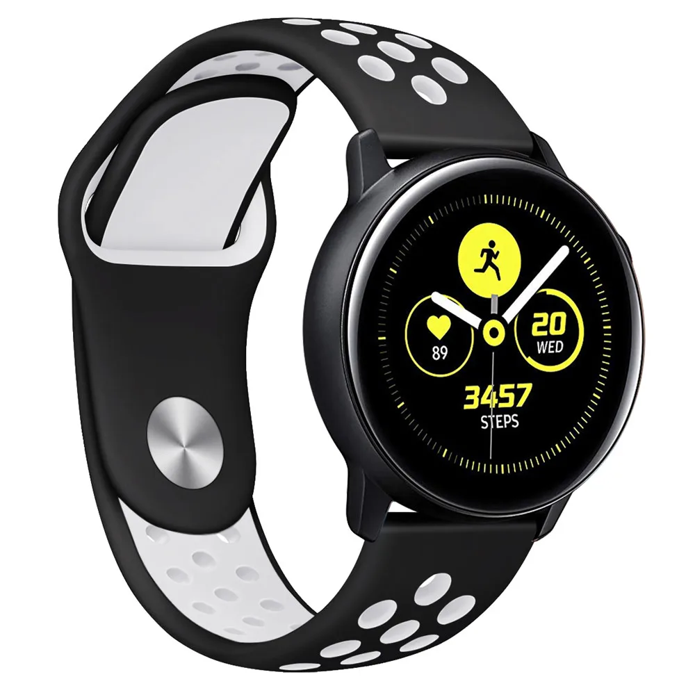 20 мм силиконовый ремешок для samsung Galaxy Active2 40 мм 44 мм Galaxy Watch 42 мм gear Sport S2 Active 2 ремешок с отверстиями браслет