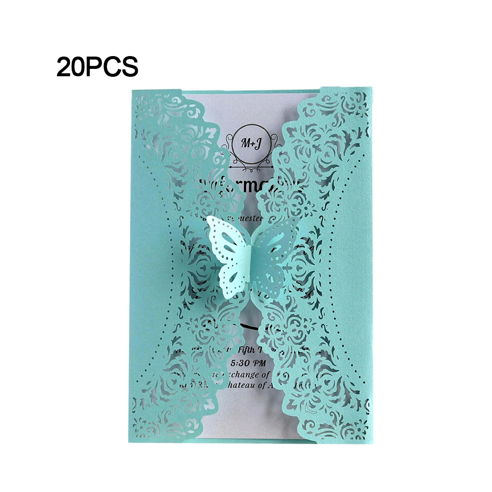  20pcs Wedding Invitations Lace Pattern Cards Laser Cut Paper Cards Announcement Greeting Postcards  - 4.00044E+12
