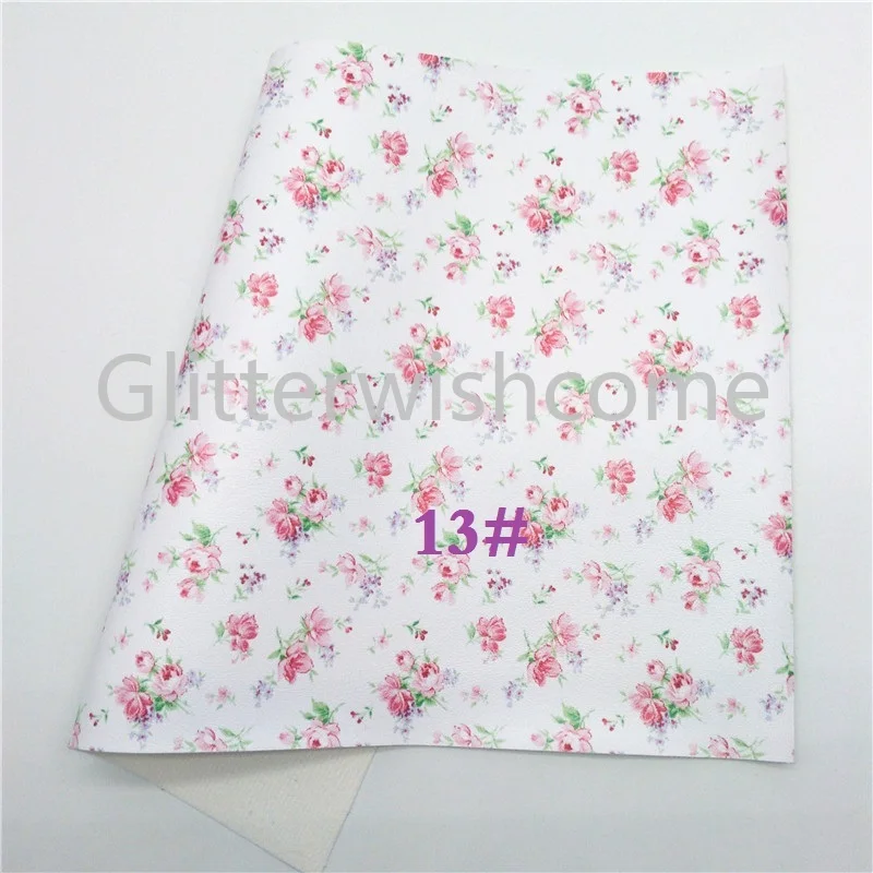 Glitterwishcome 21X29 см A4 размер с цветочным принтом искусственная кожа ткань, синтетическая кожа ткань листы для бантов, GM505A