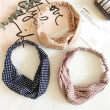 Корейская стильная хипстерская клетчатая лента для волос, милая детская Женская южнокорейская эластичная повязка на голову, аксессуары для головы