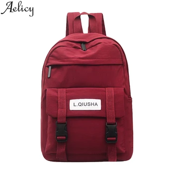 

Aelicy Women Backpack School Bags For Teenager Girls Large Capacity Solid Color Zipper Design Femme Mochila Fashion Sac A Dos