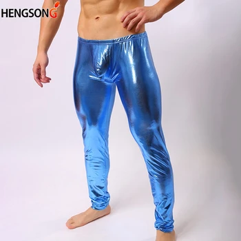 

2020 Fashion Mens Performance Pant Slim Pencils Black Faux Leather Men Sexy Leggings