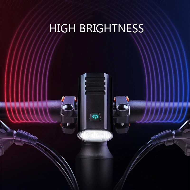 

5200mAh Powerful Bicycle Front Light 3 LED Brightest USB Rechargeable Cycling Light Power Bank Aluminum Alloy 18650 Flashlight