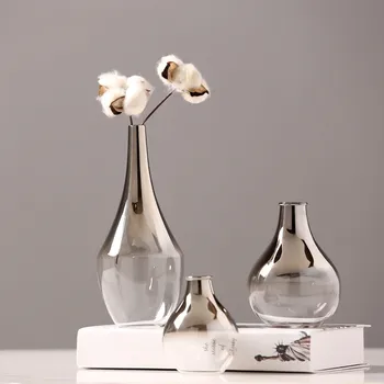 

Nordic Glass Vase Silver Gradient Dried Nordic Flower Vase Decoration Home Decoration Plants Pots Furnishing Christmas Gift
