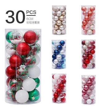 

30Pcs 6cm Transparent Plastic Ball Ornaments Color Christmas Balls Christmas Decorations for Home Christmas Tree Pendant 2021