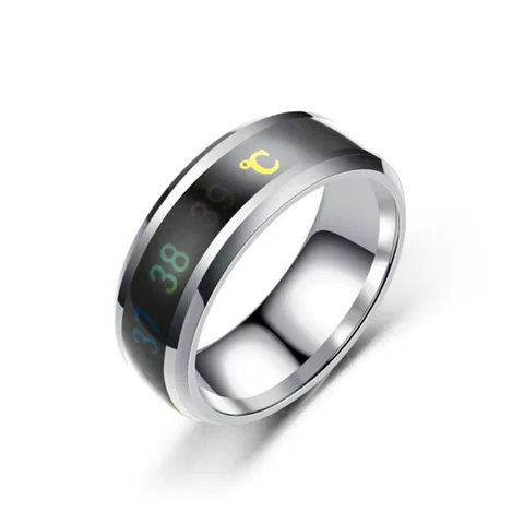 Intelligent Thermometer temperature measuring ring Stainless steel simple creative wedding jewelry Dropship