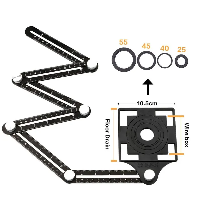 

6-fold Construction Multi Angle Measuring Ruler Aluminum Folding Positioning Ruler Professional DIY Wood Tile Flooring Tool