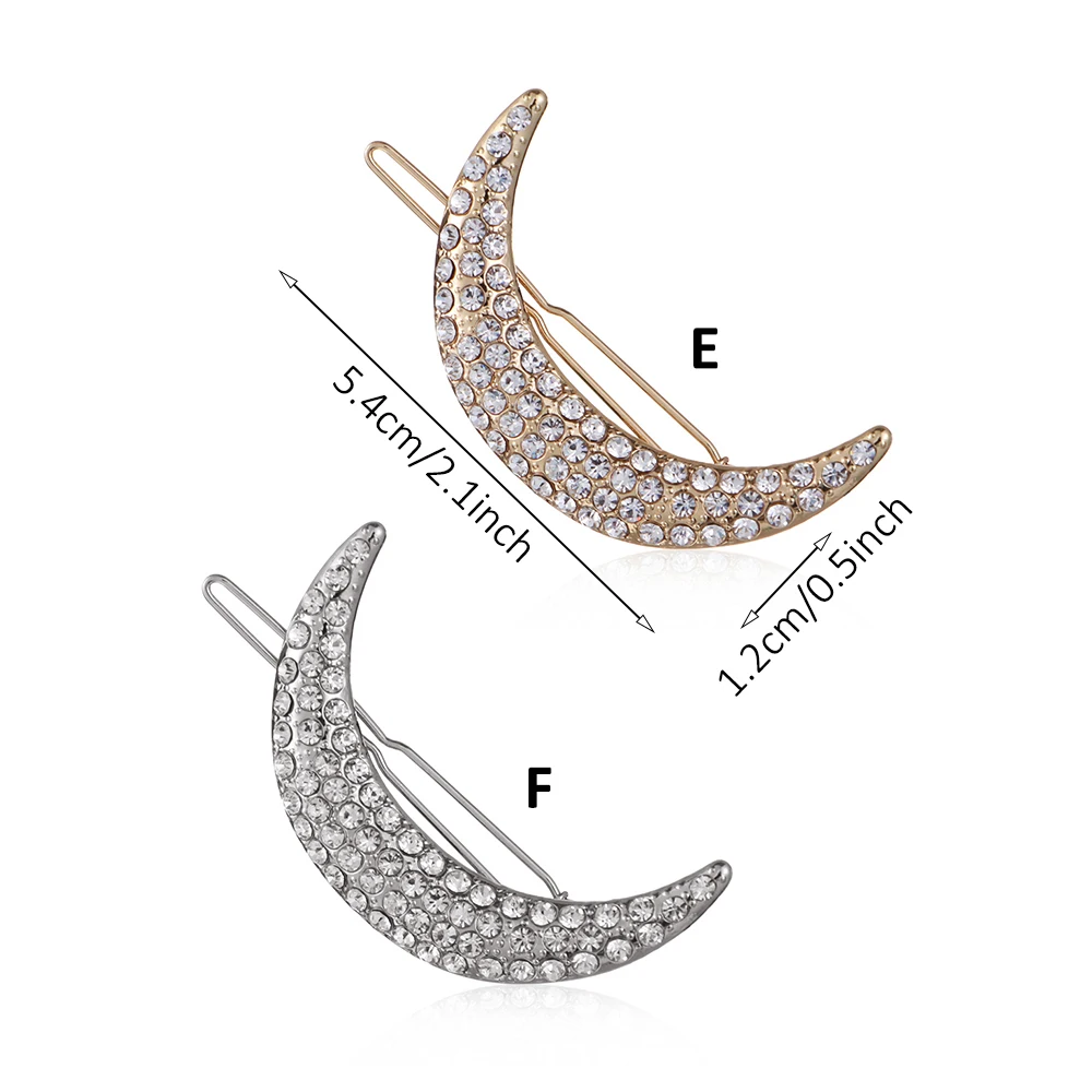 Модный Блестящий Кристалл зажим для волос в виде Луны Женская Брошь из горного хрусталя для девочек полые заколки для волос оснастка заколка металлическая заколка аксессуары для волос