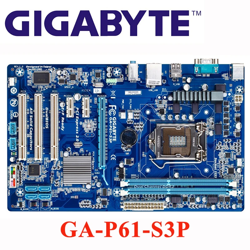 LGA 1155 для Intel H61 DDR3 Gigabyte GA-P61-S3P материнская плата 16 Гб P61 S3P настольная системная PCI-E 2