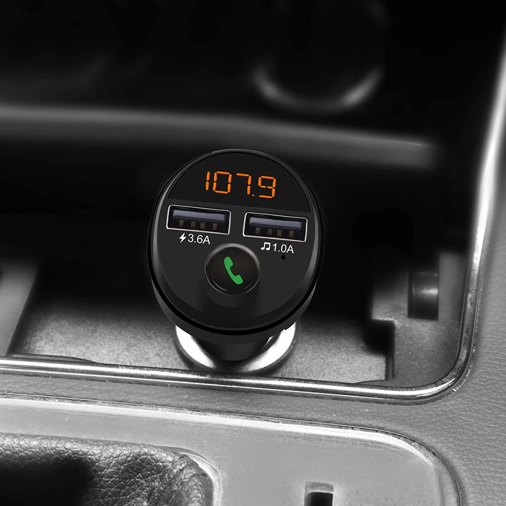 Rovtop Bluetooth автомобильный комплект громкой связи беспроводной fm-передатчик 3.1A 3.6A Быстрая зарядка двойной USB зарядное устройство lcd TF карта Автомобильный MP3-плеер