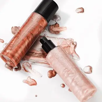 

Face & Body gold Highlighter Liquid Setting Spray Shimmer Brighten Glow pink Highlight Makeup Waterproof