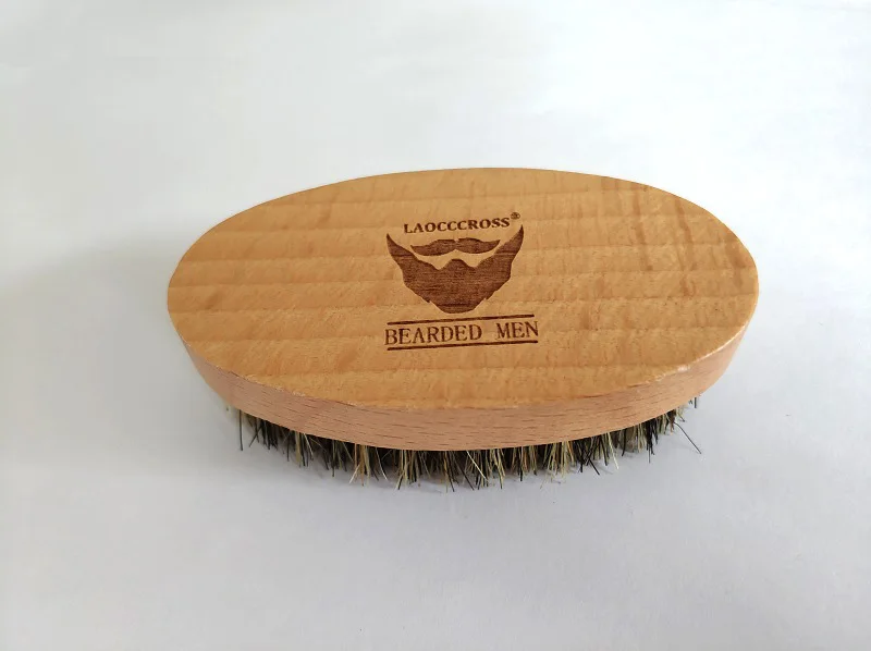 New Style 1PCS Men's Shaving Brush Portable Mini Boar Bristle Beard Brush Mustache Beard Care Engrave Logo 8.5x4.5cm
