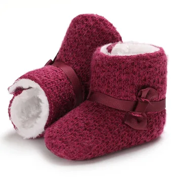 

2019 Winter Baby Bow Boots Soft Plush Ball Booties for Infant girls Anti Slip Snow Boot keep Warm Crib shoes 0-18M