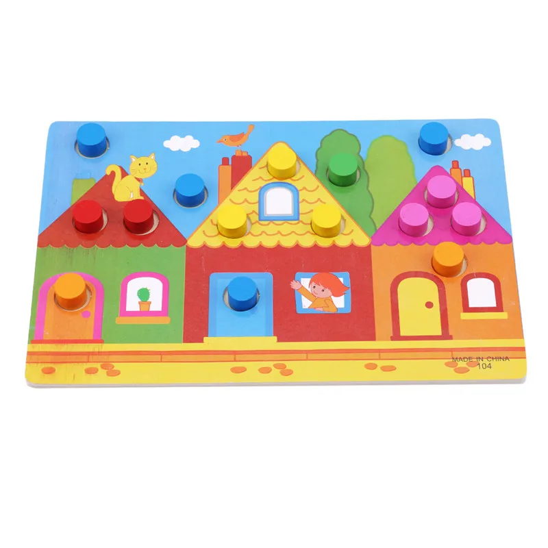 House Деревянные головоломки игры игрушки обучения цвет и форма обучающие игрушки для детей ранняя образовательная игра игрушка подарок Woooden дети - Color: House