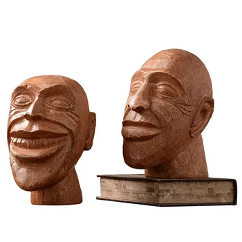

American Retro Head Portraits Figurine Figure Art Sculpture Resin Art&Craft Home Decoration Accessories For Living Room R2509