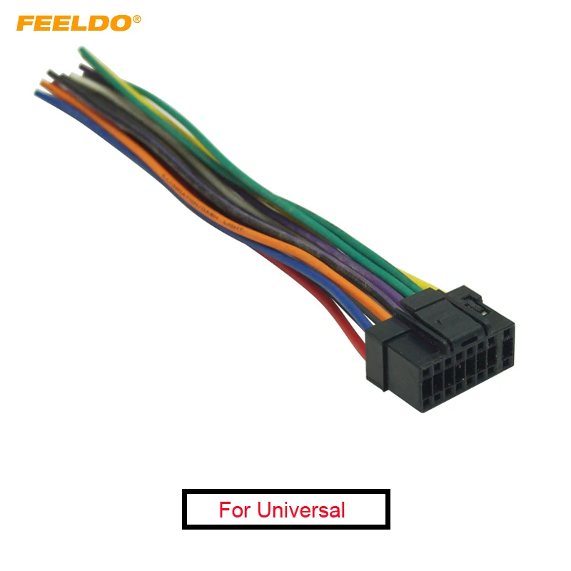 FEELDO 10Pcs Universal 16Pin Car Wire Harness Adapter Connector Plug Into DVD CD Radio Stereo #FD5701 | Автомобили и мотоциклы