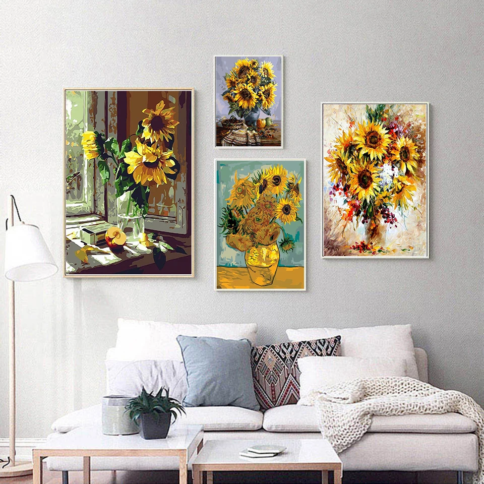 Diamond Painting Sunflowers Landscape  5d Diamond Painting Square  Sunflower - Flower - Aliexpress