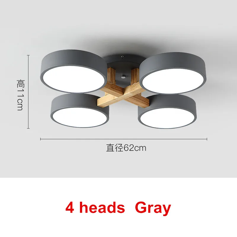 4 heads gray Креативный Художественный Деревянный светодиодный светильник-люстра, скандинавский чердак, люстры для спальни, гостиной, современный потолочный светильник, светильники - Цвет абажура: 4 heads gray