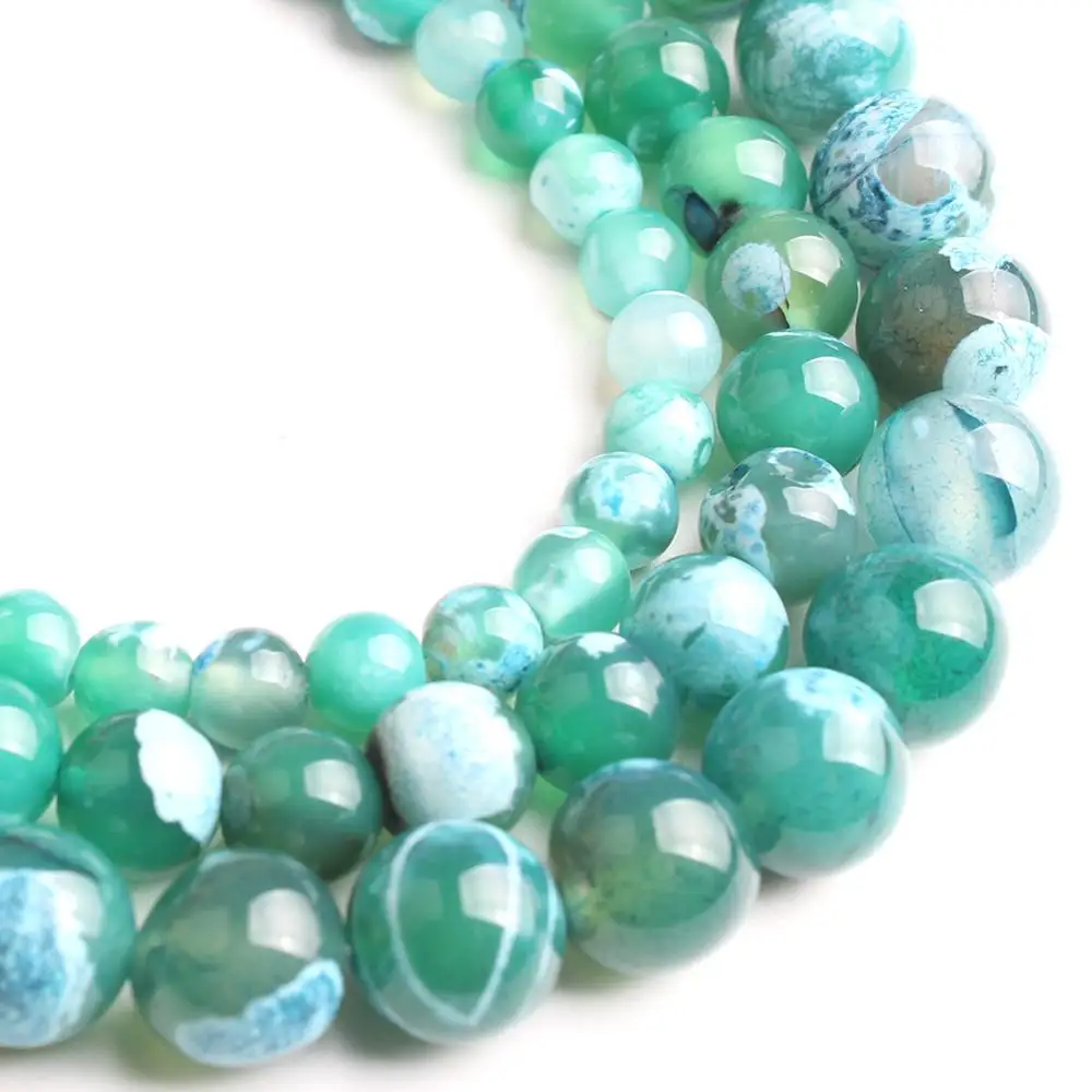

Blue Green Fire Agates Round Beads Natural Loose Stone Beads For Jewelry Making DIY Earrings Bracelet Necklace 15'' 6 8 10mm