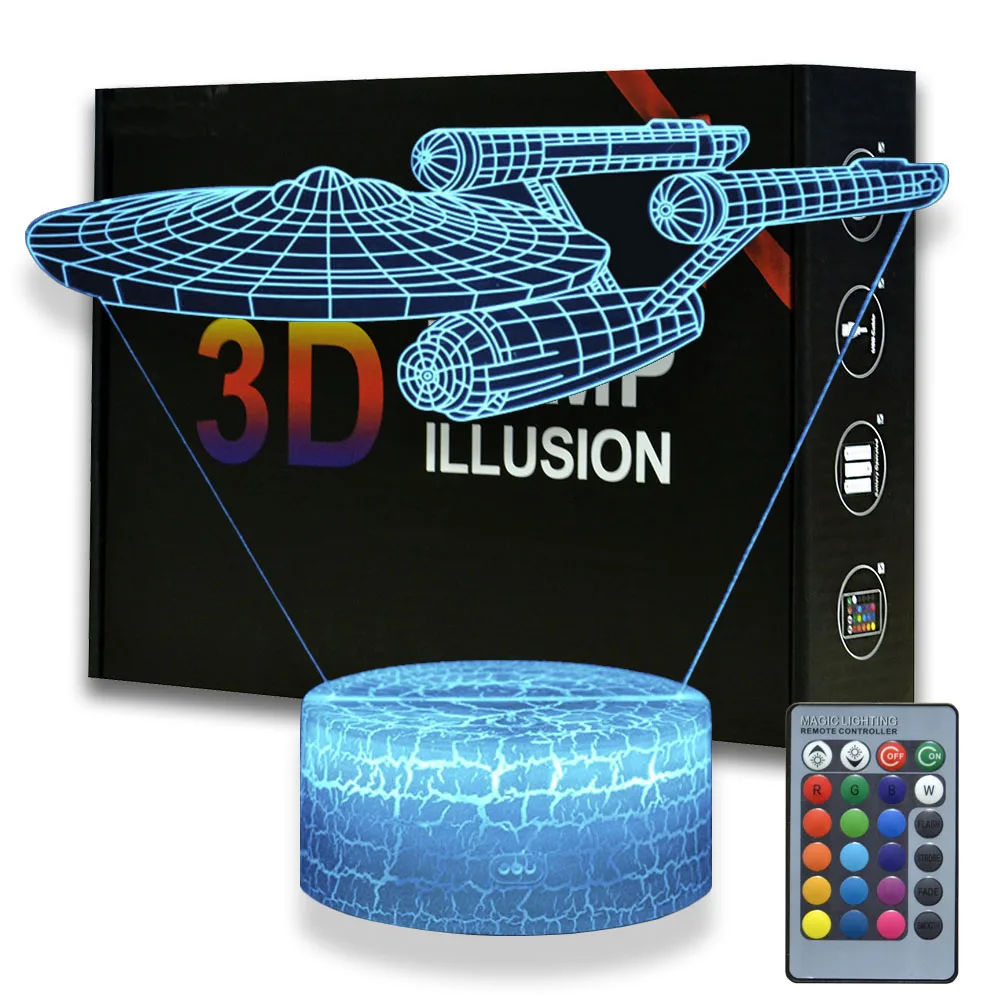 

Spaceship Decor Night Lights Enterprise Model Touch LED Lamp Kids Bedroom Decoration Discovery Ship Lights With Remote Control
