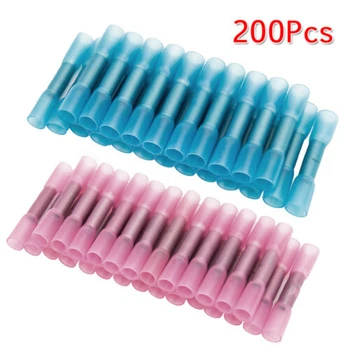 

200PCS Heat Shrink Butt Terminals Connector Insulated Electrical Wire Connectors Cable Crimping Terminal Red Blue